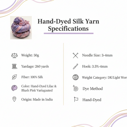 Knitsilk 3 Ply 100% Mulberry Silk Lace Weight Yarn –Orchids(50g / 260 Yard