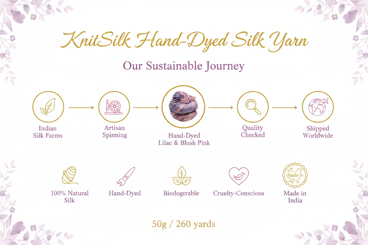 Knitsilk 3 Ply 100% Mulberry Silk Lace Weight Yarn –Orchids(50g / 260 Yard