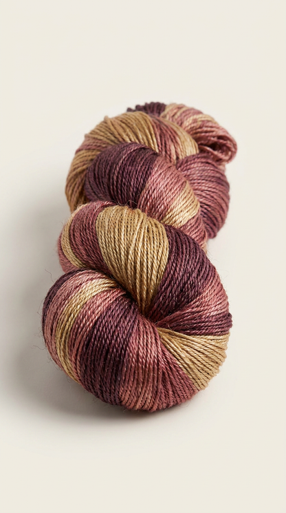 Knitsilk 3 Ply 100% Mulberry Silk Lace Weight Yarn –Purple and Peach (50g / 260 Yard