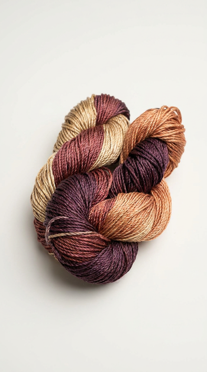 Knitsilk 3 Ply 100% Mulberry Silk Lace Weight Yarn –Purple and Peach (50g / 260 Yard