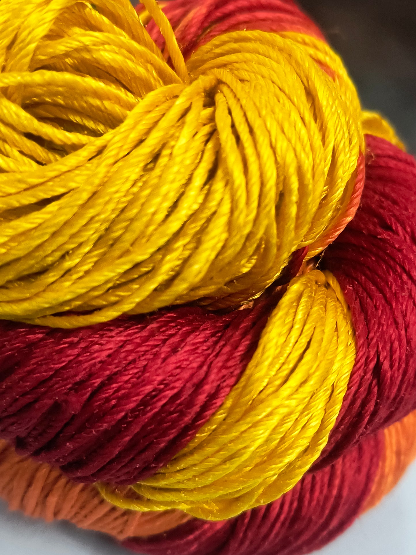 Knitsilk 3 Ply 100% Mulberry Silk Lace Weight Yarn –Red and Yellow(50g / 260 Yard