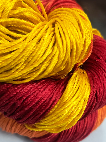 Knitsilk 3 Ply 100% Mulberry Silk Lace Weight Yarn –Red and Yellow(50g / 260 Yard