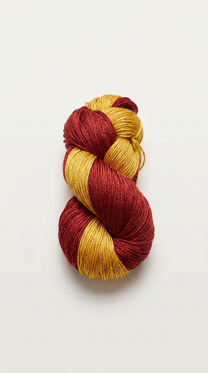 Knitsilk 3 Ply 100% Mulberry Silk Lace Weight Yarn –Red and Yellow(50g / 260 Yard