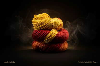 Knitsilk 3 Ply 100% Mulberry Silk Lace Weight Yarn –Red and Yellow(50g / 260 Yard