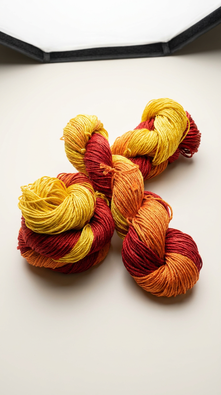 Knitsilk 3 Ply 100% Mulberry Silk Lace Weight Yarn –Red and Yellow(50g / 260 Yard