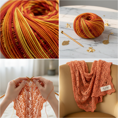 Knitsilk 3 Ply 100% Mulberry Silk Lace Weight Yarn –Red and Yellow(50g / 260 Yard
