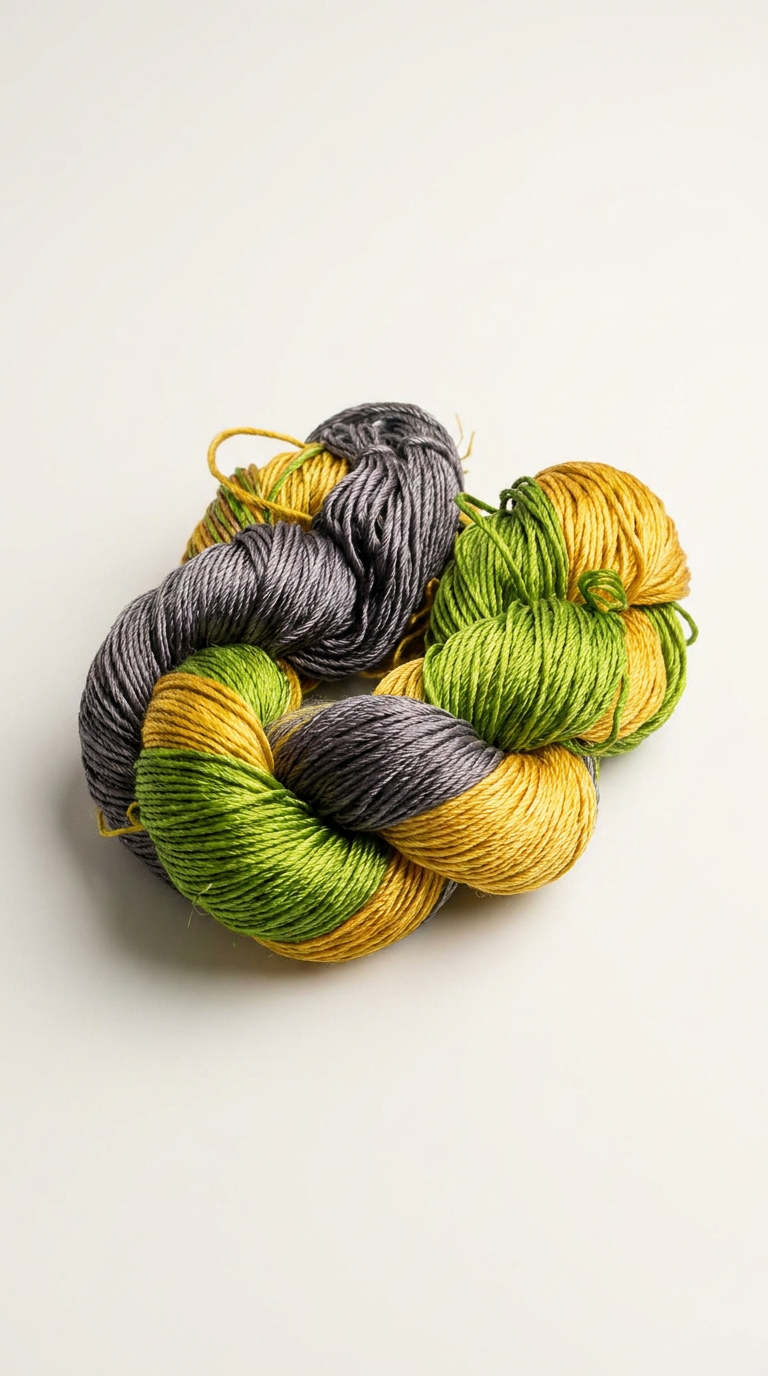 Knitsilk 3 Ply 100% Mulberry Silk Lace Weight Yarn –Green and Purple(50g / 260 Yard