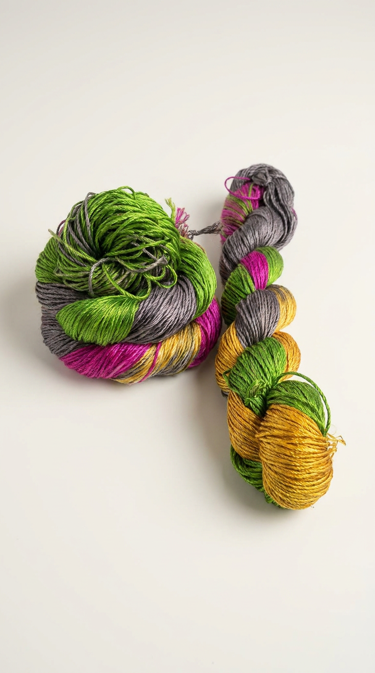 Knitsilk 3 Ply 100% Mulberry Silk Lace Weight Yarn –Green and Purple(50g / 260 Yard