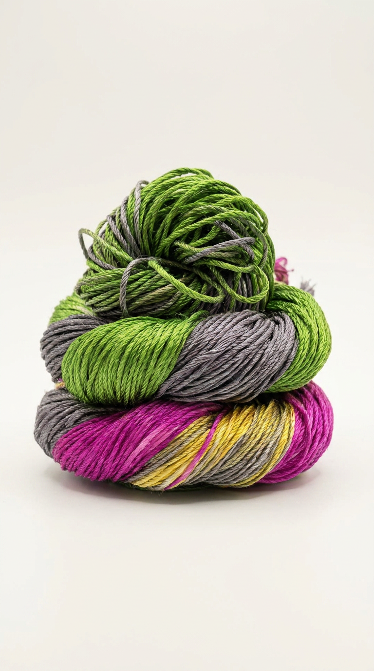 Knitsilk 3 Ply 100% Mulberry Silk Lace Weight Yarn –Green and Purple(50g / 260 Yard