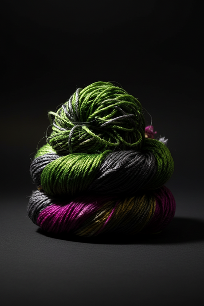 Knitsilk 3 Ply 100% Mulberry Silk Lace Weight Yarn –Green and Purple(50g / 260 Yard