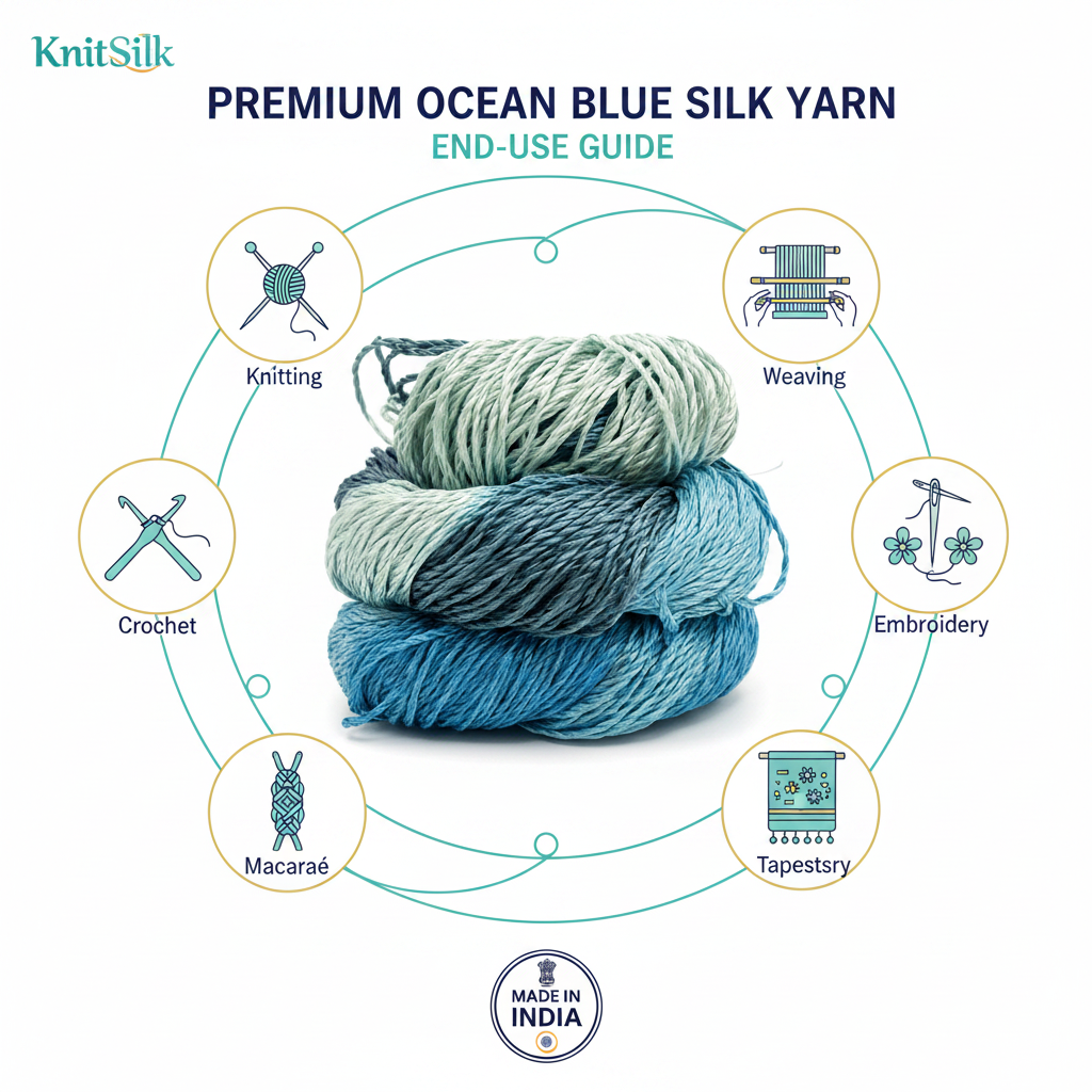 Knitsilk 3 Ply 100% Mulberry Silk Lace Weight Yarn –Sky Blue(50g / 260 Yard