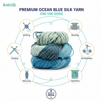 Knitsilk 3 Ply 100% Mulberry Silk Lace Weight Yarn –Sky Blue(50g / 260 Yard