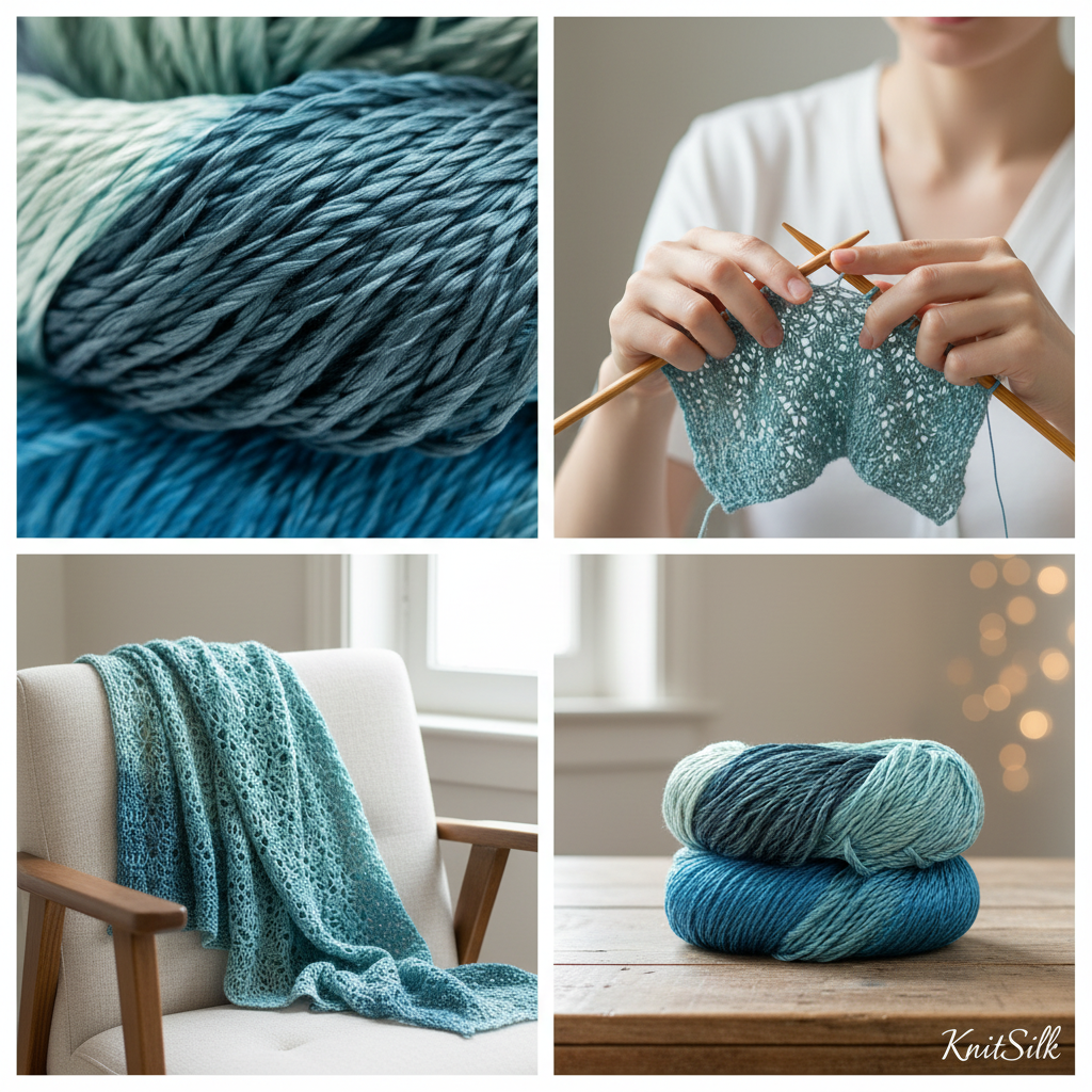 Knitsilk 3 Ply 100% Mulberry Silk Lace Weight Yarn –Sky Blue(50g / 260 Yard