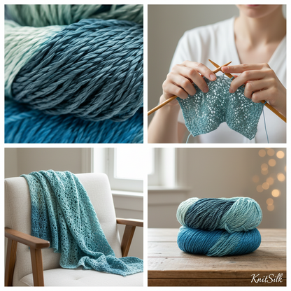 Knitsilk 3 Ply 100% Mulberry Silk Lace Weight Yarn –Sky Blue(50g / 260 Yard