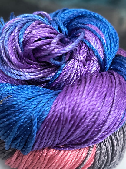 Knitsilk 3 Ply 100% Mulberry Silk Lace Weight Yarn –Blue and Grey(50g / 260 Yard