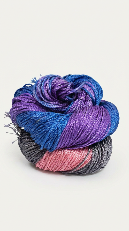 Knitsilk 3 Ply 100% Mulberry Silk Lace Weight Yarn –Blue and Grey(50g / 260 Yard