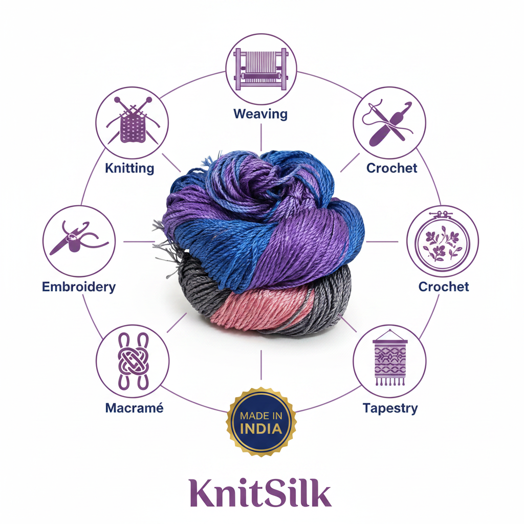 Knitsilk 3 Ply 100% Mulberry Silk Lace Weight Yarn –Blue and Grey(50g / 260 Yard