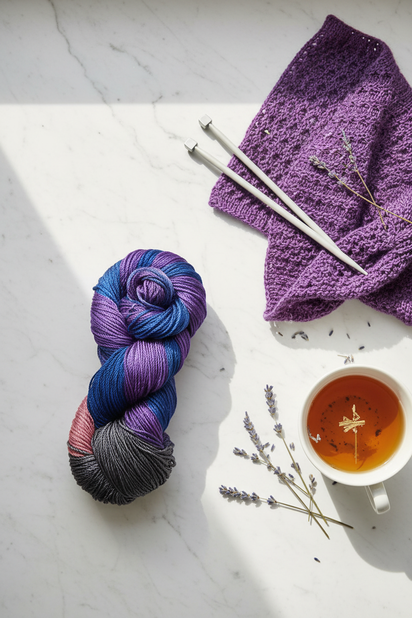 Knitsilk 3 Ply 100% Mulberry Silk Lace Weight Yarn –Blue and Grey(50g / 260 Yard