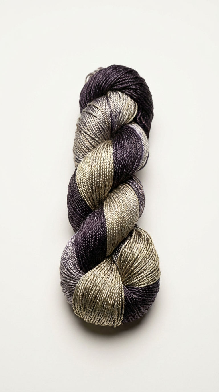 Knitsilk 3 Ply 100% Mulberry Silk Lace Weight Yarn –Black and Grey(50g / 260 Yard