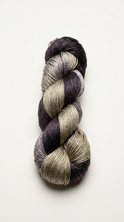 Knitsilk 3 Ply 100% Mulberry Silk Lace Weight Yarn –Black and Grey(50g / 260 Yard