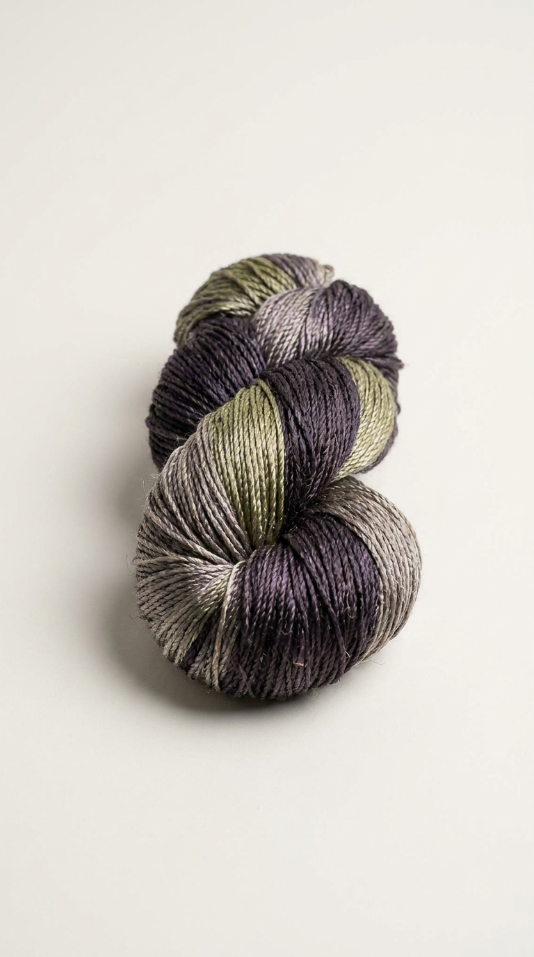 Knitsilk 3 Ply 100% Mulberry Silk Lace Weight Yarn –Black and Grey(50g / 260 Yard