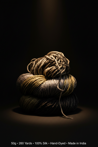 Knitsilk 3 Ply 100% Mulberry Silk Lace Weight Yarn –Black and Grey(50g / 260 Yard