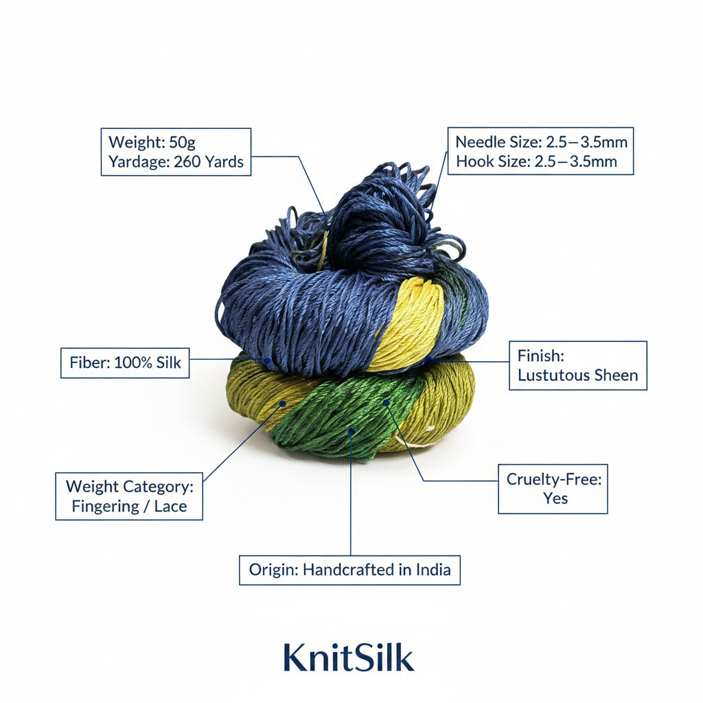 Knitsilk 3 Ply 100% Mulberry Silk Lace Weight Yarn –Chrysanthemum(50g / 260 Yard