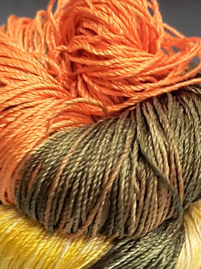 Knitsilk 3 Ply 100% Mulberry Silk Lace Weight Yarn –Black and Morning glory(50g / 260 Yard