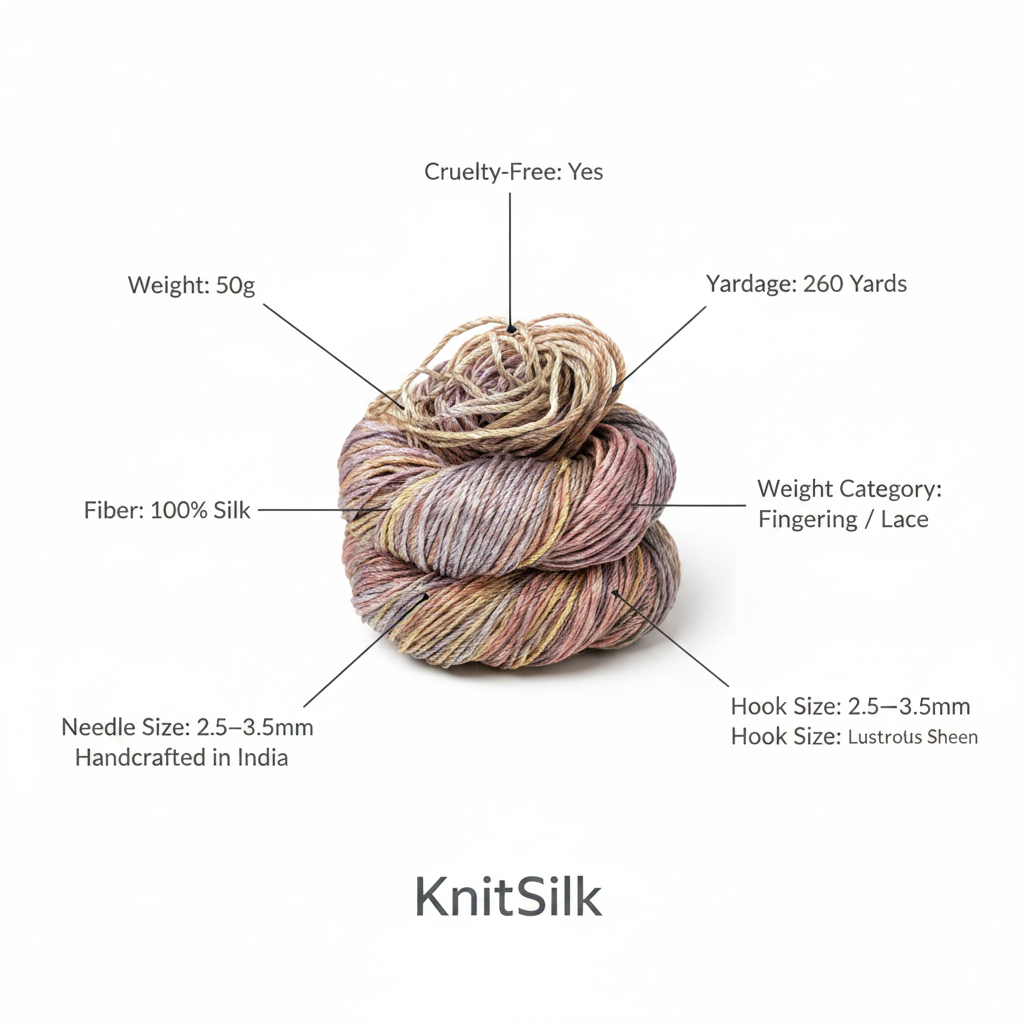 Knitsilk 3 Ply 100% Mulberry Silk Lace Weight Yarn –Unicorn(50g / 260 Yard