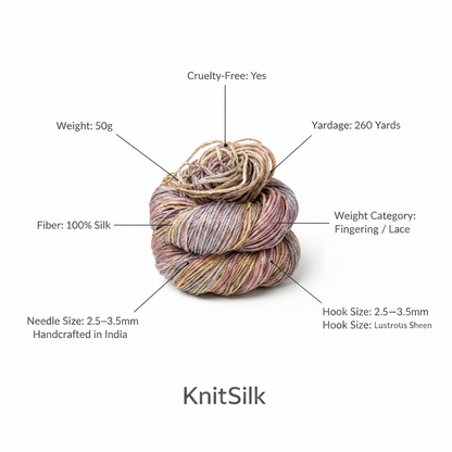 Knitsilk 3 Ply 100% Mulberry Silk Lace Weight Yarn –Unicorn(50g / 260 Yard