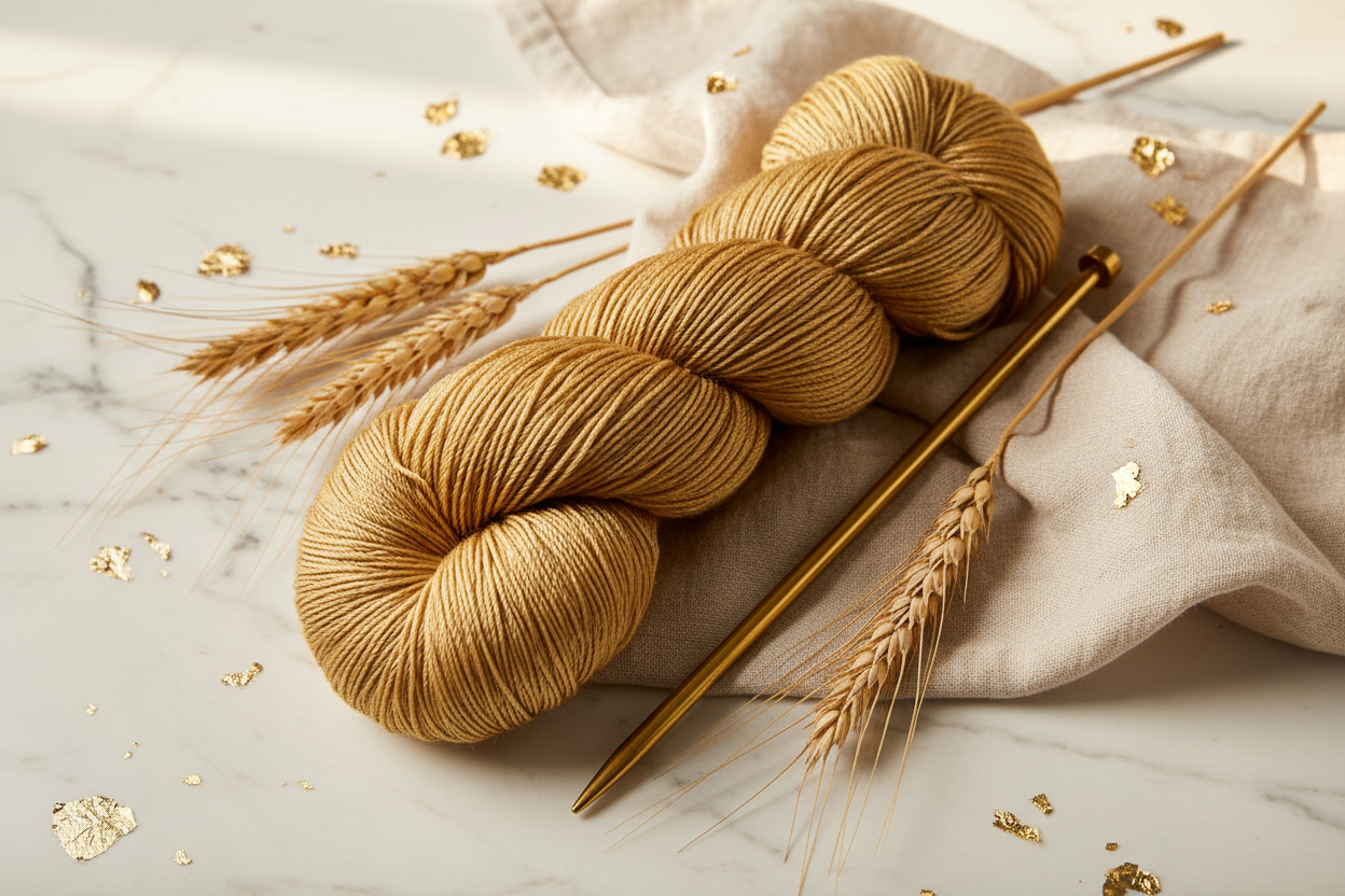 Knitsilk 3 Ply 100% Mulberry Silk Lace Weight Yarn –Golden mustard(50g / 260 Yard