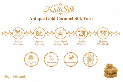 Knitsilk 3 Ply 100% Mulberry Silk Lace Weight Yarn – Mustard (50g / 260 Yard