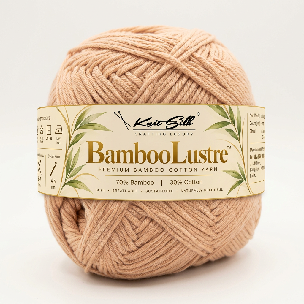 KnitSilk BambooLustre™ Bamboo Cotton Yarn – Pack of 3 | 300 g | 390 m | Twisted Texture