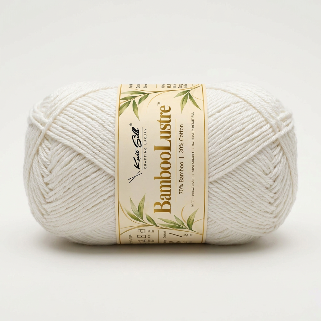 KnitSilk BambooLustre™ Bamboo Cotton Yarn – Pack of 3 | 300 g | 390 m | Twisted Texture