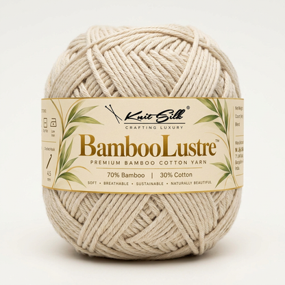 KnitSilk BambooLustre™ Bamboo Cotton Yarn – Pack of 3 | 300 g | 390 m | Twisted Texture
