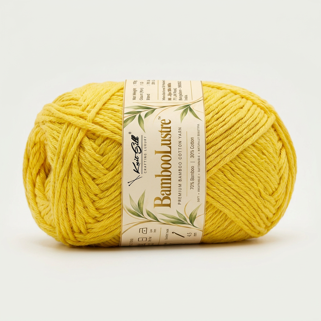 KnitSilk BambooLustre™ Bamboo Cotton Yarn – Pack of 3 | 300 g | 390 m | Twisted Texture