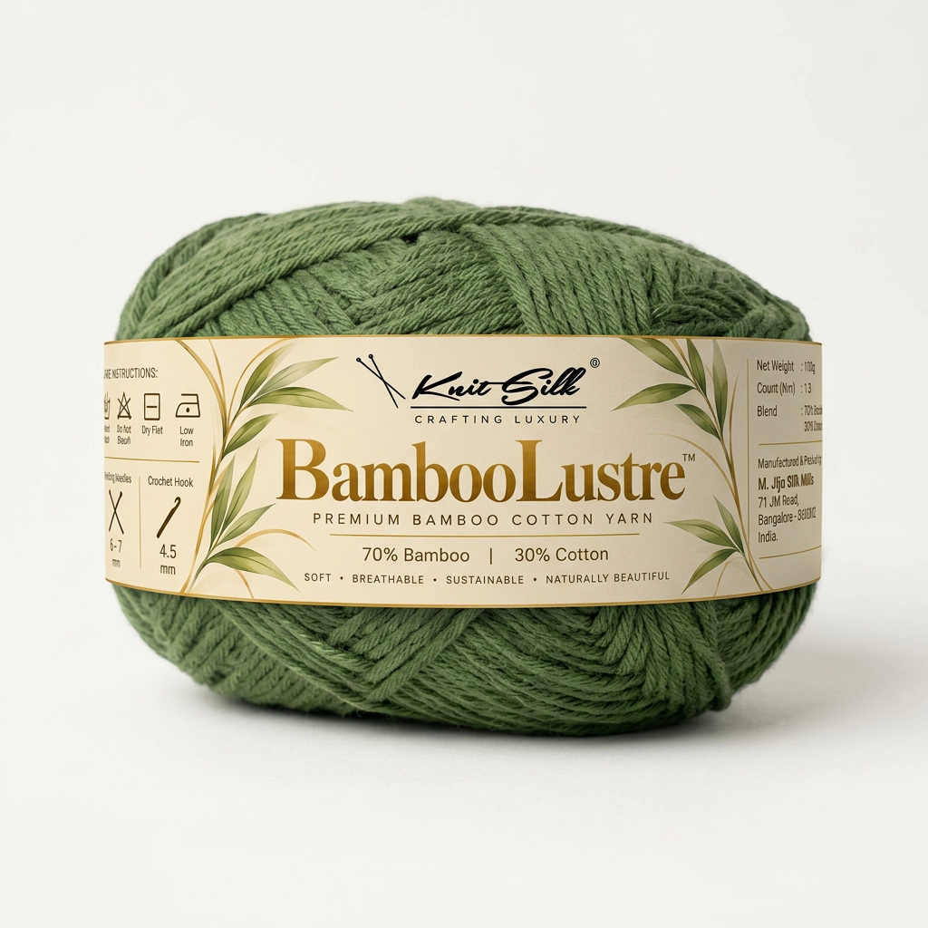 KnitSilk BambooLustre™ Bamboo Cotton Yarn – Pack of 3 | 300 g | 390 m | Twisted Texture