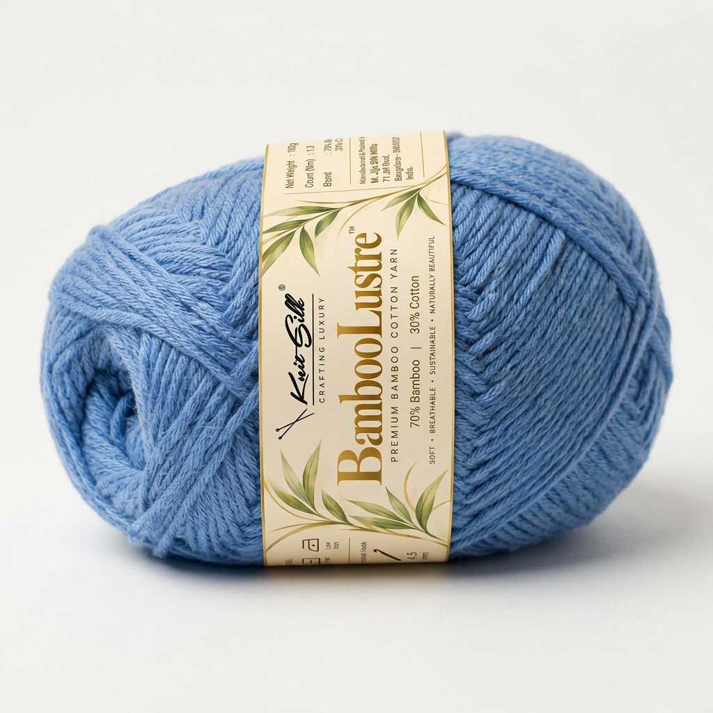 KnitSilk BambooLustre™ Bamboo Cotton Yarn – Pack of 3 | 300 g | 390 m | Twisted Texture