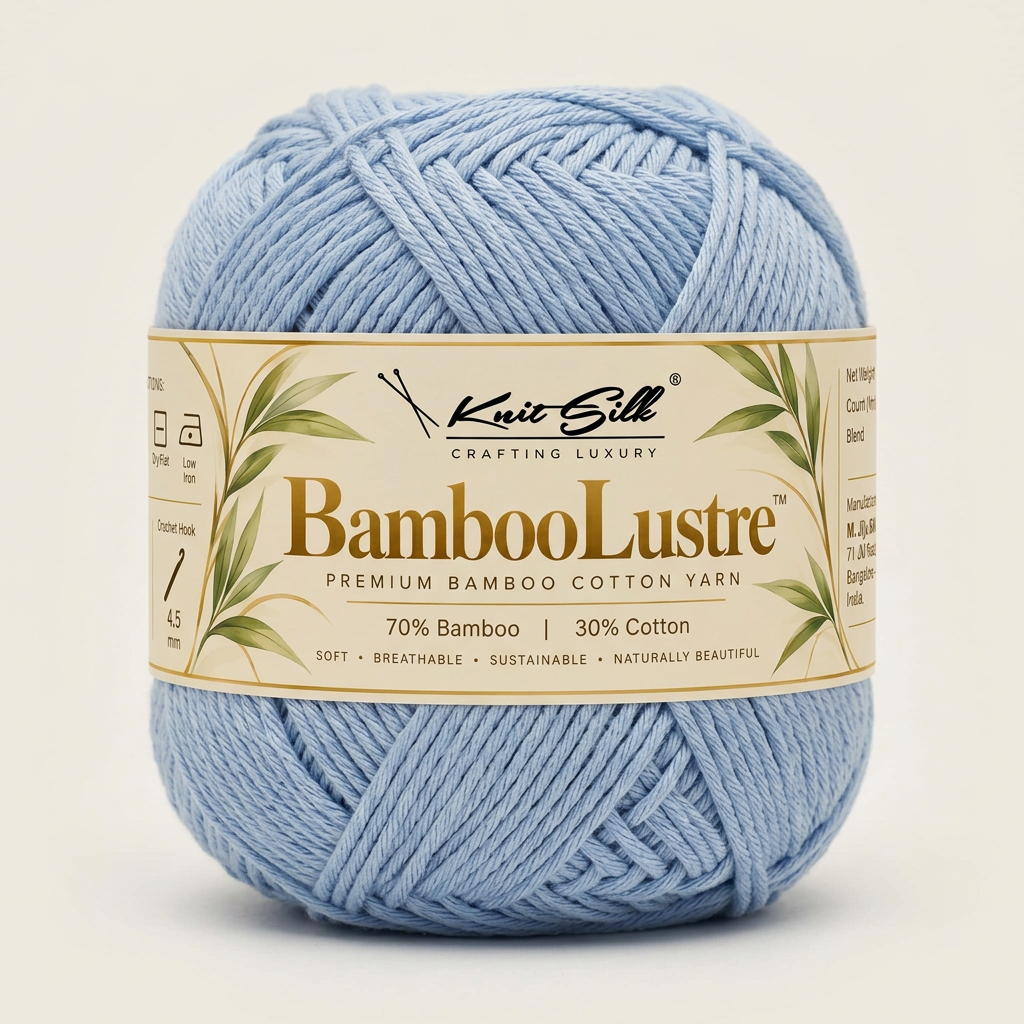KnitSilk BambooLustre™ Bamboo Cotton Yarn – Pack of 3 | 300 g | 390 m | Twisted Texture