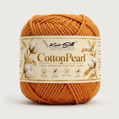 KnitSilk CottonPearl | 100% Premium Cotton Yarn | Pack of 5 × 100 g | 700 m