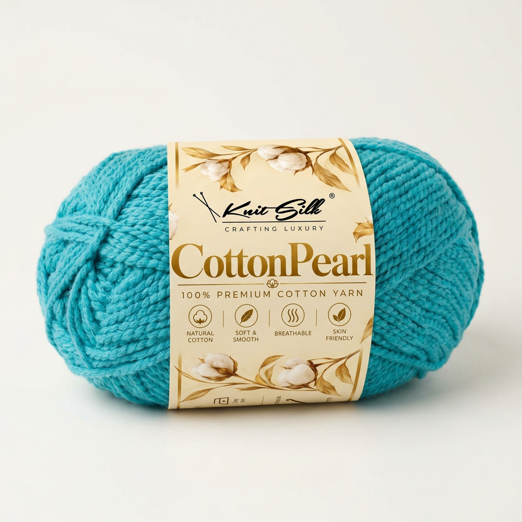 KnitSilk CottonPearl | 100% Premium Cotton Yarn | Pack of 5 × 100 g | 700 m