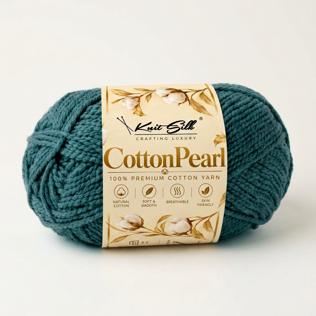KnitSilk CottonPearl | 100% Premium Cotton Yarn | Pack of 5 × 100 g | 700 m
