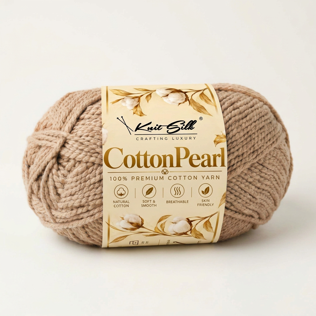 KnitSilk CottonPearl | 100% Premium Cotton Yarn | Pack of 5 × 100 g | 700 m
