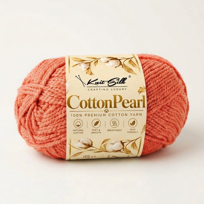 KnitSilk CottonPearl | 100% Premium Cotton Yarn | Pack of 5 × 100 g | 700 m