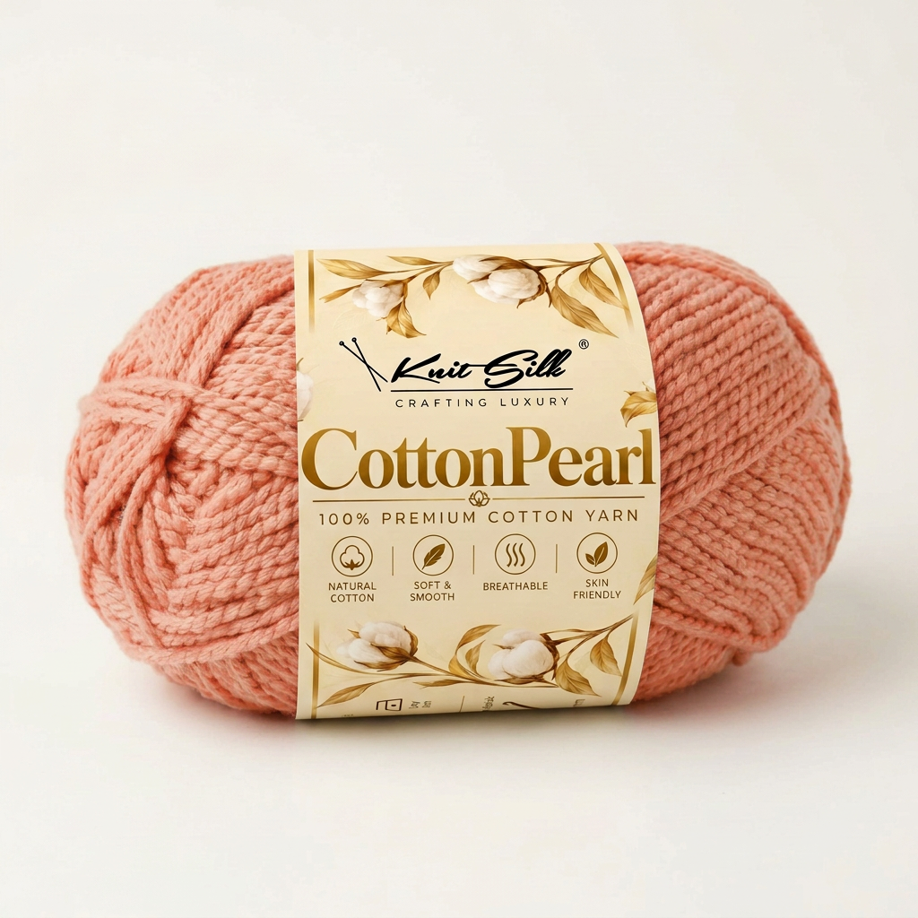 KnitSilk CottonPearl | 100% Premium Cotton Yarn | Pack of 5 × 100 g | 700 m