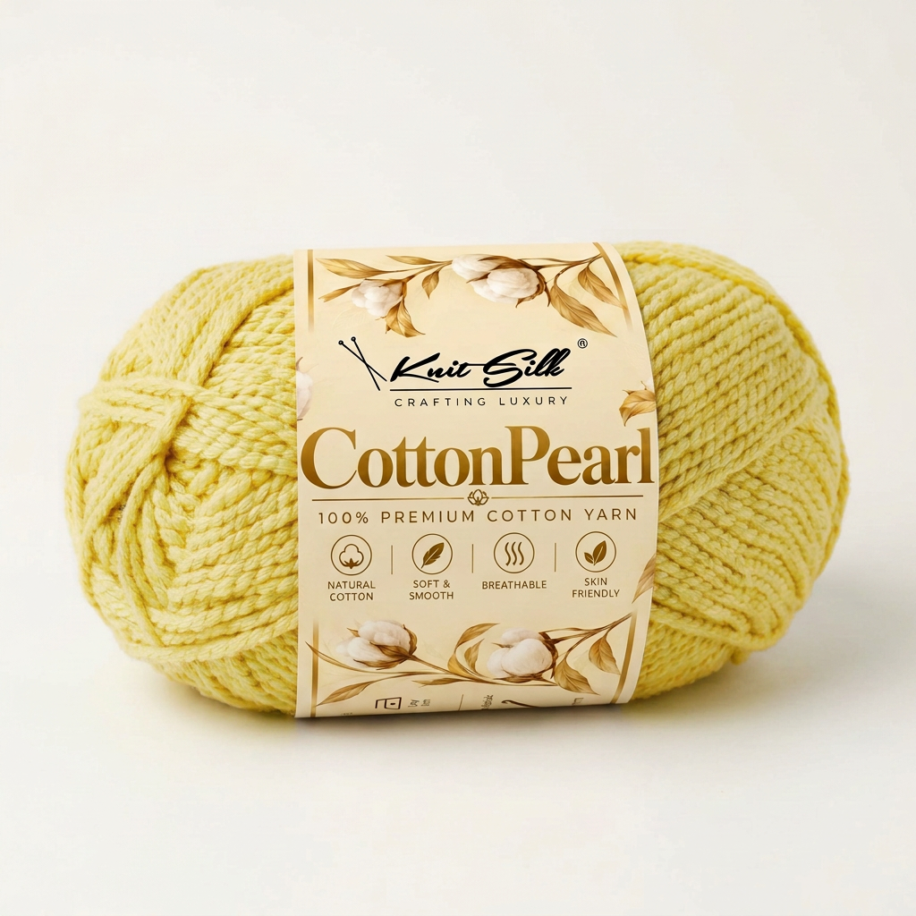 KnitSilk CottonPearl | 100% Premium Cotton Yarn | Pack of 5 × 100 g | 700 m