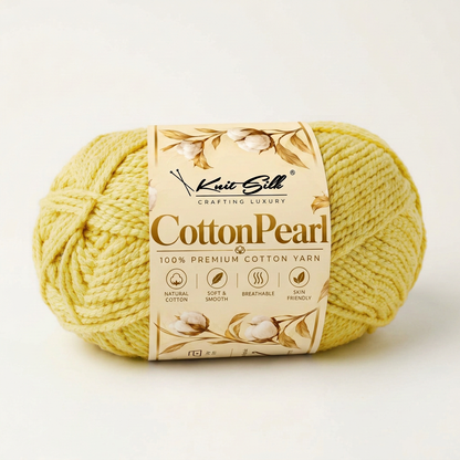 KnitSilk CottonPearl | 100% Premium Cotton Yarn | Pack of 5 × 100 g | 700 m