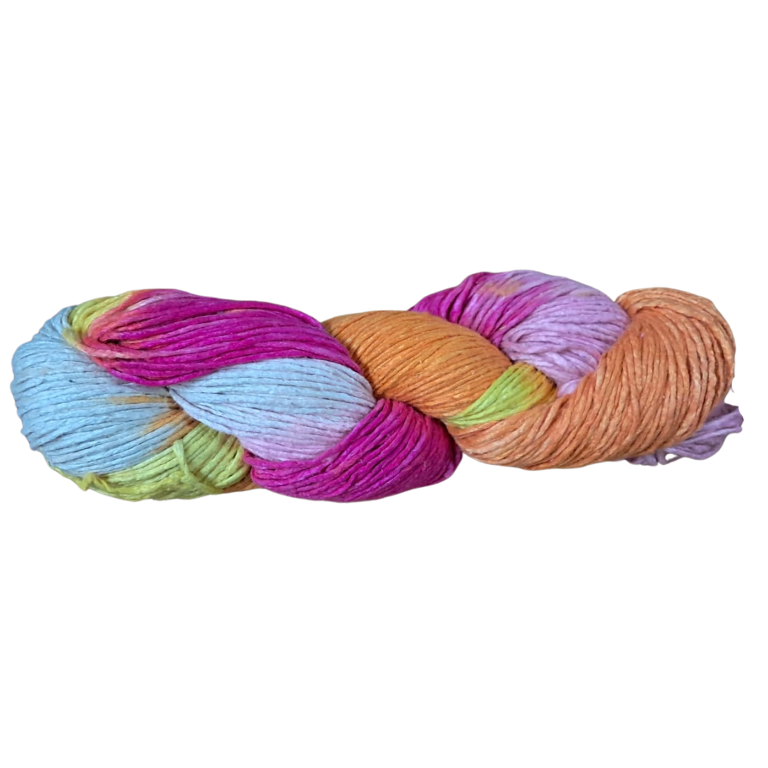 Knitsilk Silk Roving Worsted Yarn 100% Recycled & Hand-Dyed |100 gm,225 Yards | Jaipur
