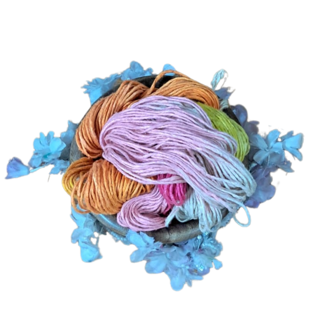 Knitsilk Silk Roving Worsted Yarn 100% Recycled & Hand-Dyed |100 gm,225 Yards | Jaipur