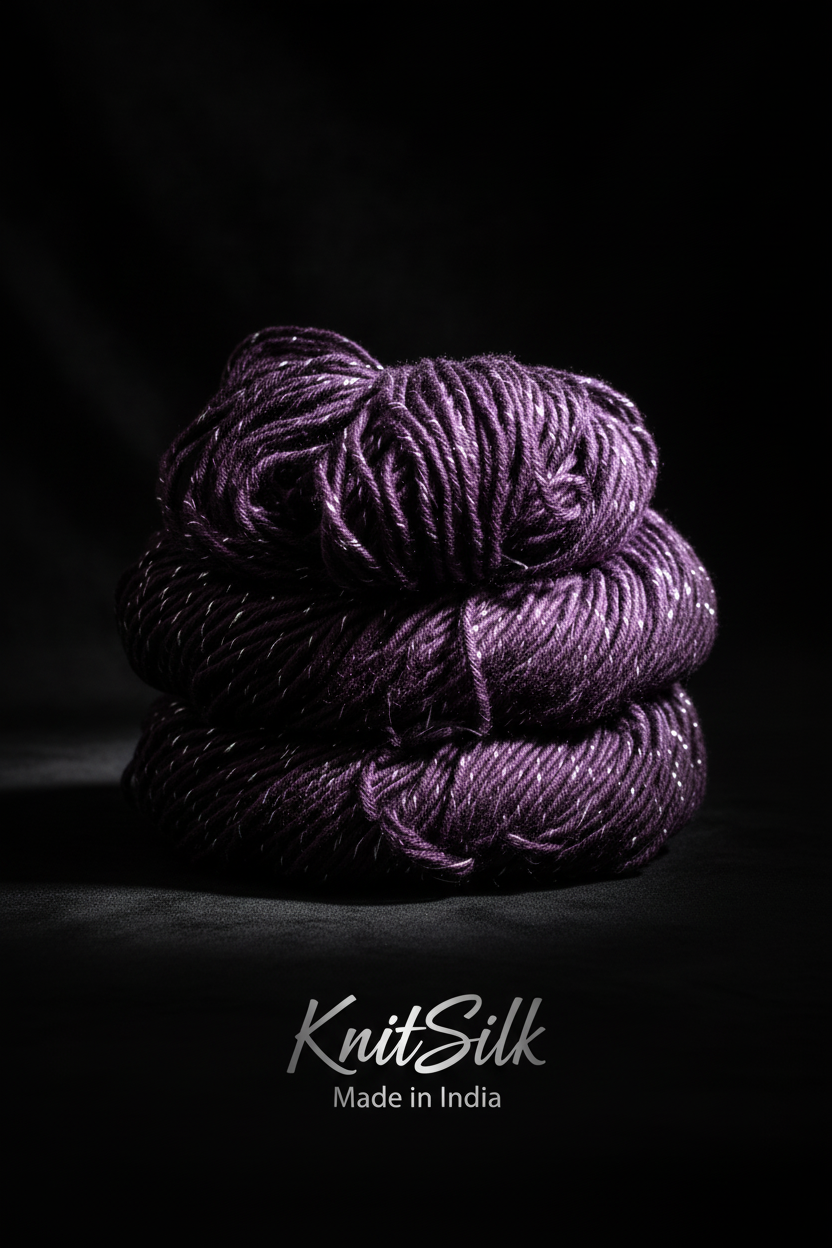Knitsilk Sparkle Silk Yarn: Silk Shimmer Sparkle - Knit, Crochet, Weave, Baby Yarns 150 Yard 50 GR (PURPLE)